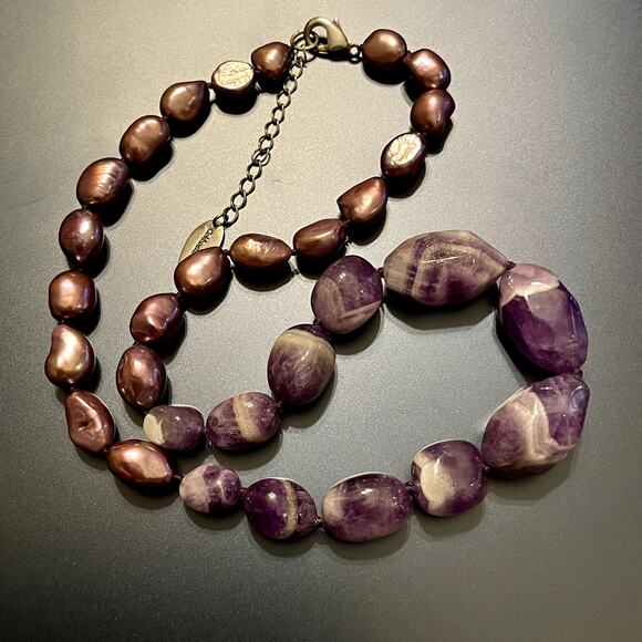 Coldwater Creek Amethyst & Freshwater Pearl Necklace - Picture 4 of 8